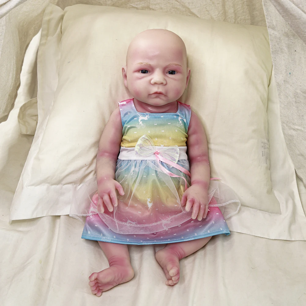 18.5 Inch Full Body Soft Bebe Silicone Reborn Doll Handmade Lifelike Newborn Doll Painted Bebe Reborn Dolls bebe reborn corpo de