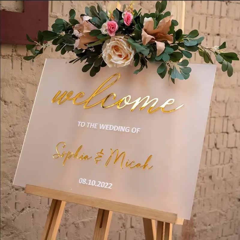 Frosted Acrylic Wedding Welcome Sign Acrylic Welcome Sign Wedding Signage Last Name Welcome Sign 3D Custom Wedding Sign