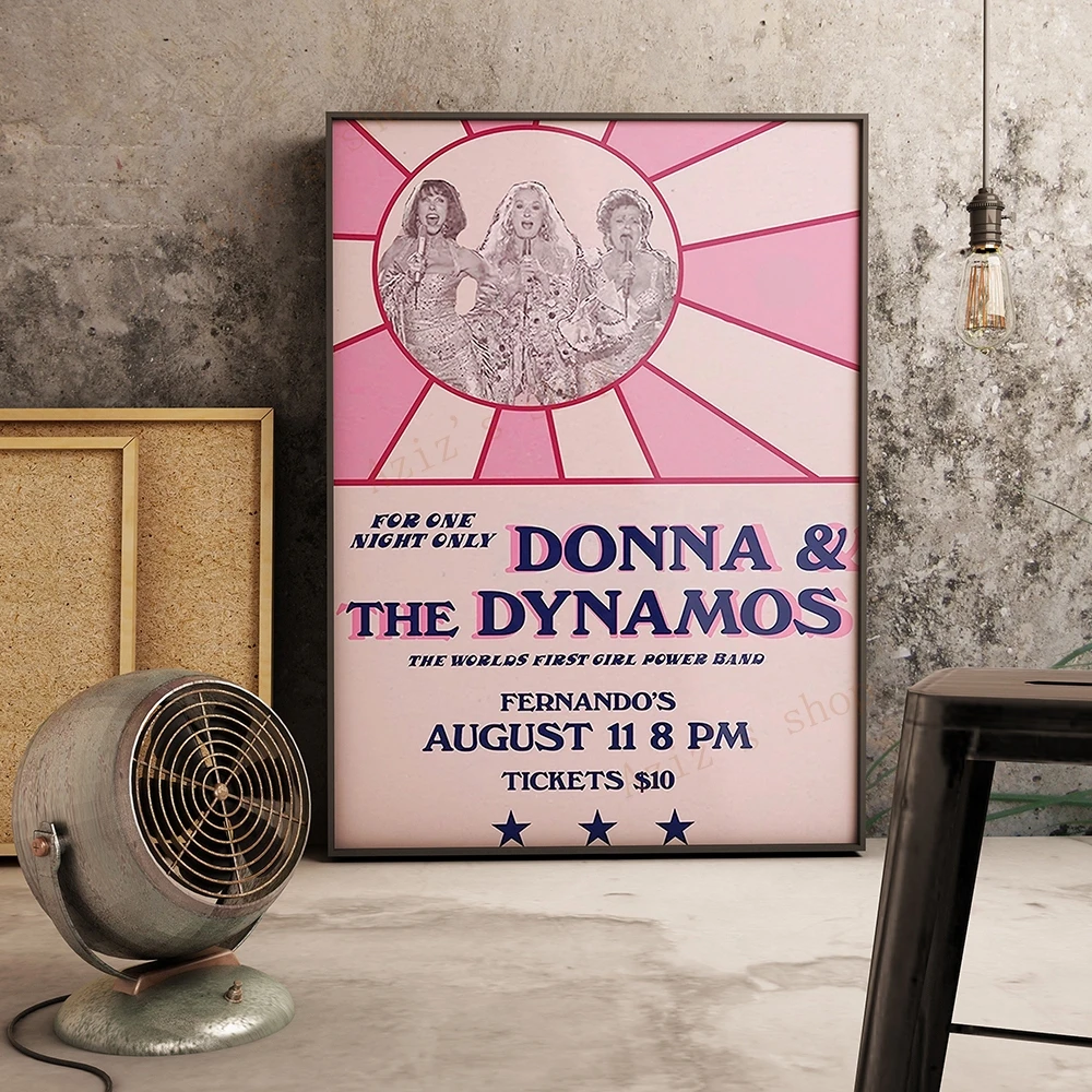 

Donna and Dynamos Poster Classic Music Poster Printable Mamma Mia Retro Movie Canvas Painting Wall Picture Modern Home Decor