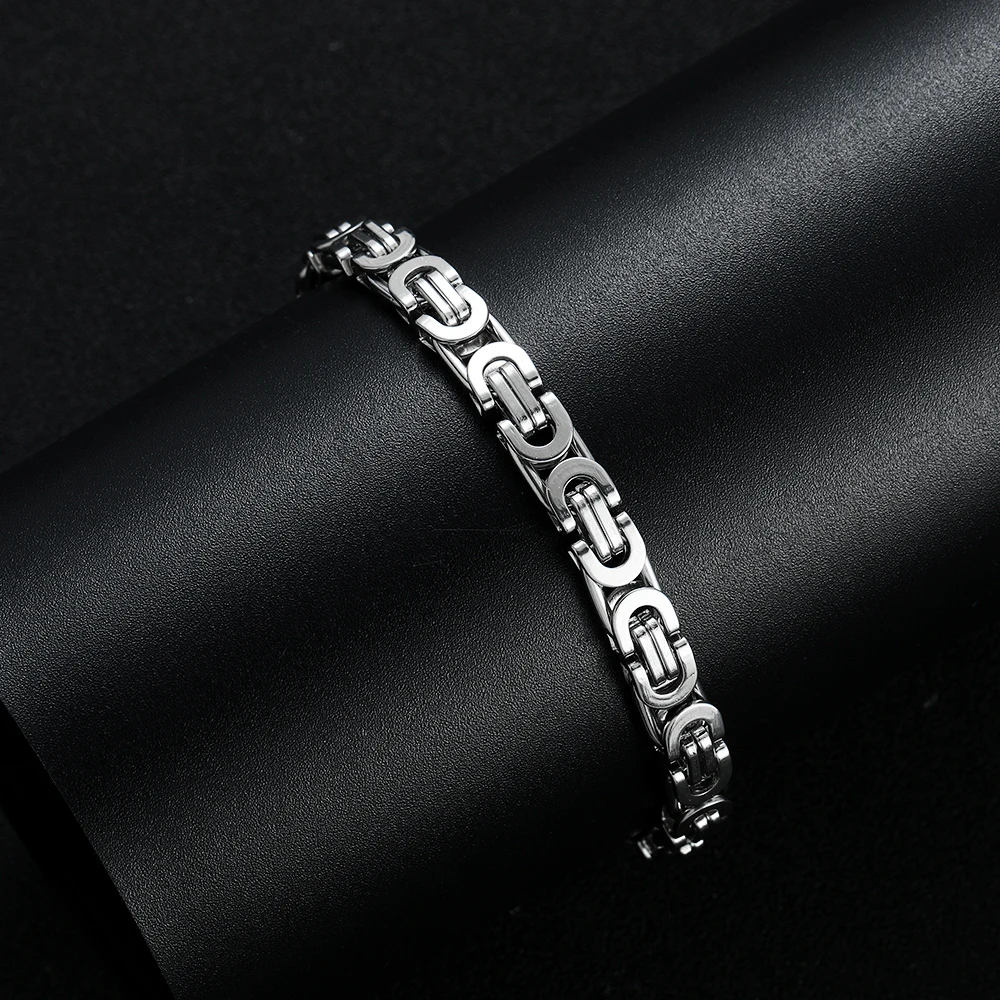 New Arrival Width 6MM 316L Stainless Steel Flat Imperial Chain Bracelet for Men Fashion Classic Party Accessories Birthday Gifts