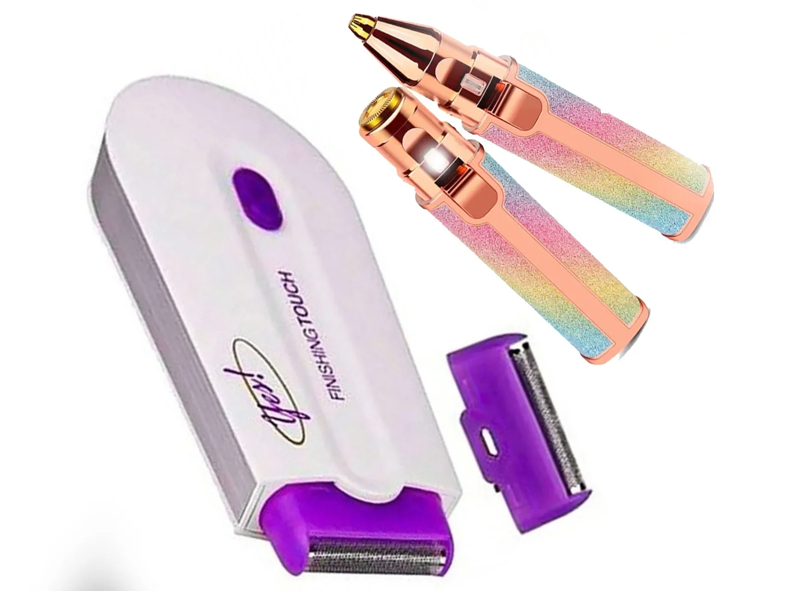 Kit de remoção de pelos faciais para viagem, bigode de bolso + aparador feminino recarregável usb