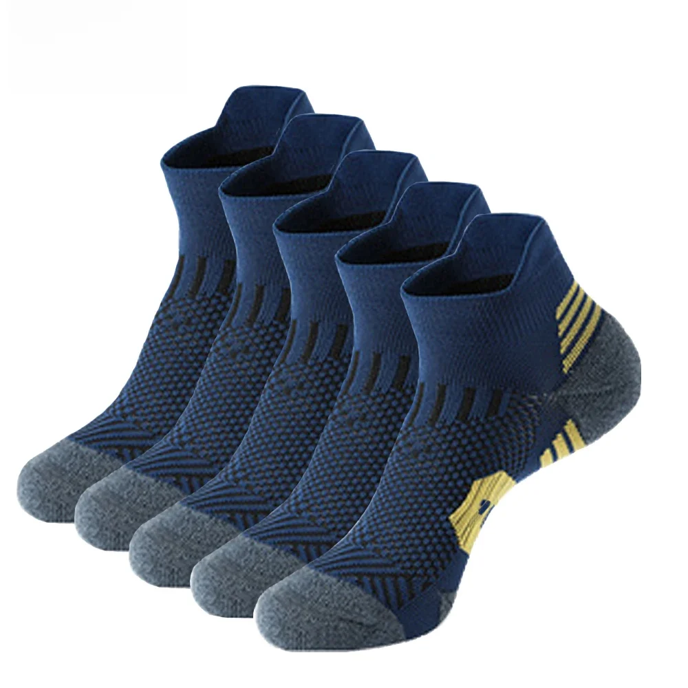 5 paires de chaussettes de printemps pour hommes, chaussettes de sport en tricot épais, Fitness en plein air, respirantes, séchage rapide, résistantes à l'usure, chaussettes de course courtes