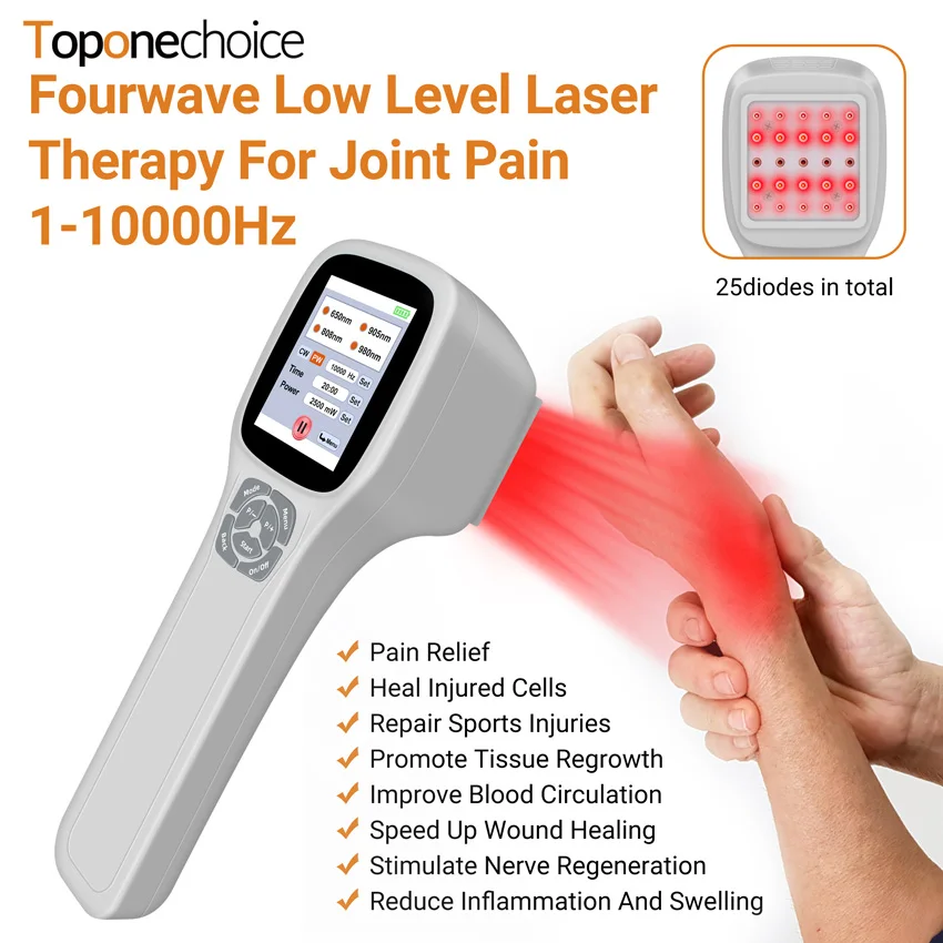 

650nm+808nm+905nm+980nm Cold Laser Physical Therapy for Pain Relief 25pcs Diodes Near Infrared Light Device With Touchscreen 2.5