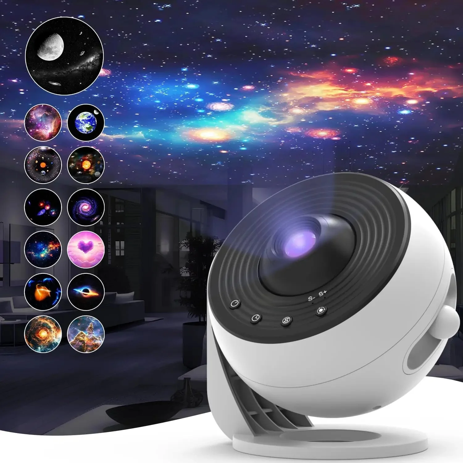Ulepszony projektor PRO Galaxy 13 w 1, 360 ° Obrotowa, 4-przyciskowa lampka nocna HD Planetarium Starry Sky z timerem 1/2h do sypialni — 2