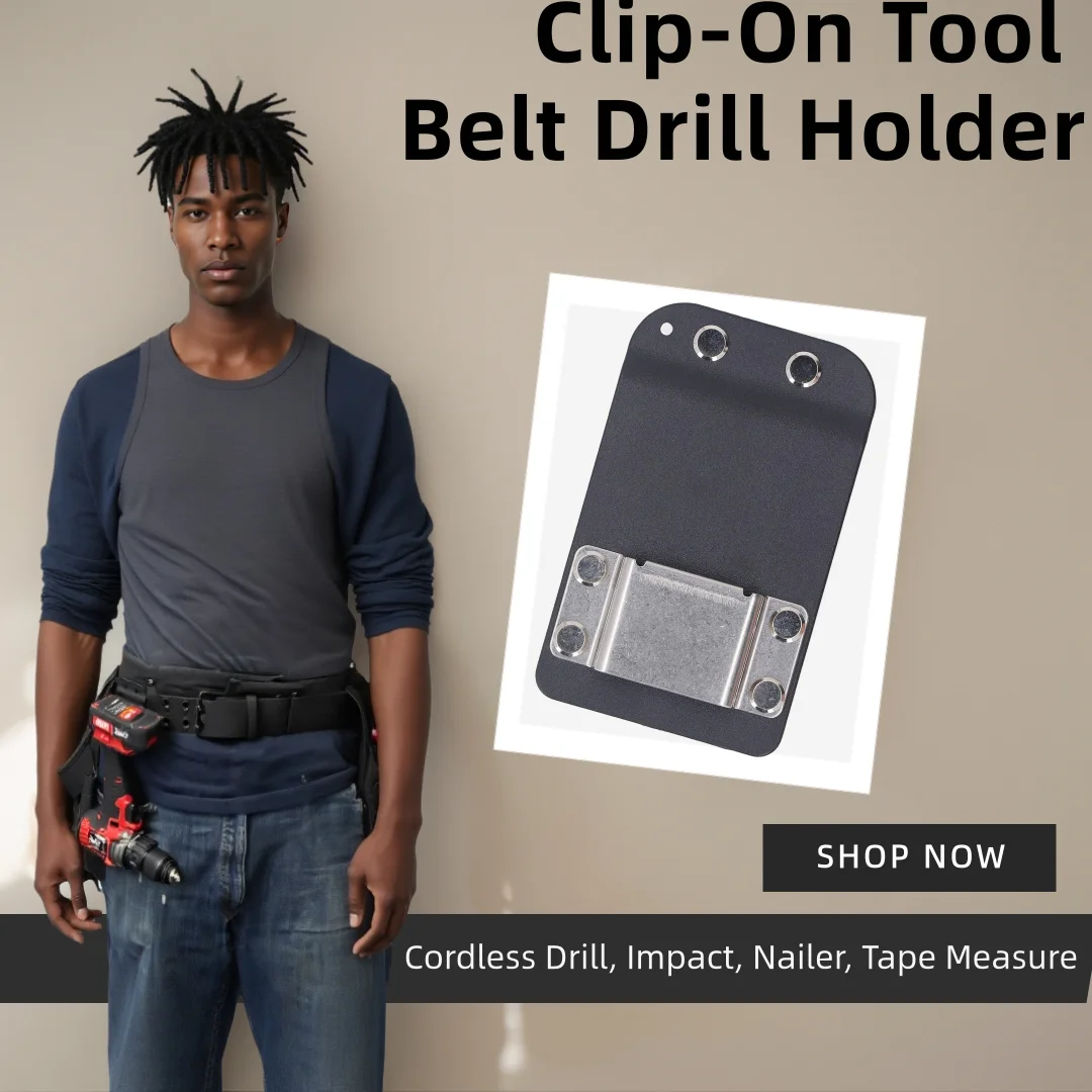 

Держатель для ремня для инструментов с зажимом, портативная кобура с крючком для аккумуляторной дрели, удара, гвоздезабивателя, рулетки или любых инструментов с вешалкой