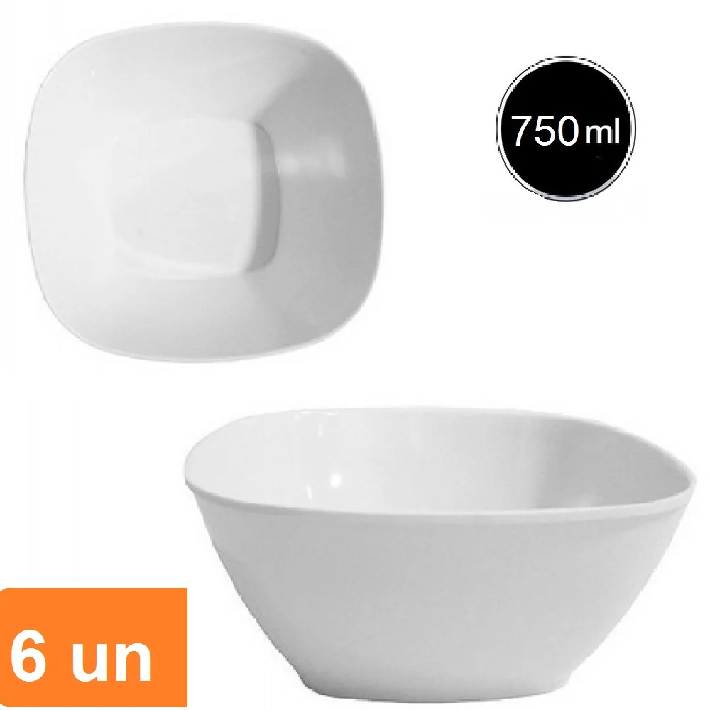 6 Bowl Cumbuca Bowl Square in Melamine 750ml