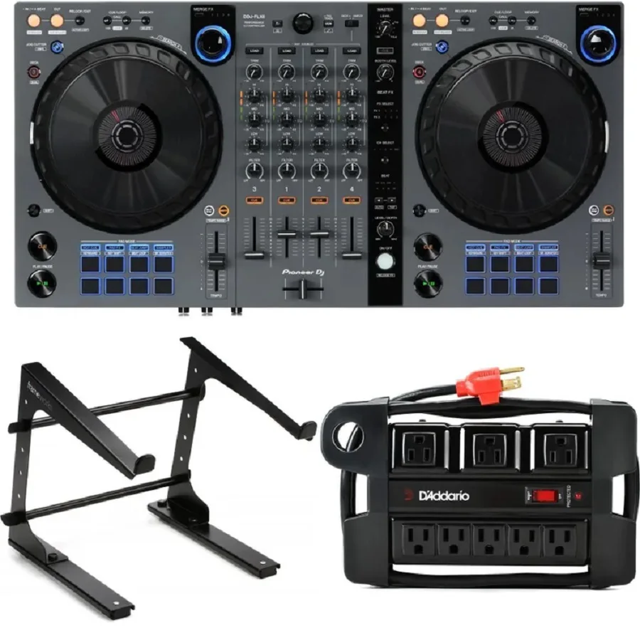 100%NEW SALES FOR Pioneer DDJ-FLX6-GT 4-deck Rekordbox and Serato DJ Controller with Laptop Stand