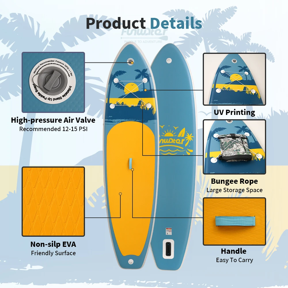 Kép 7: Funwater Vízálló Felfújható Mi a baj? Deszka számára Felnőtt Kezdő majd Élenjáró users 350x90x15cm 200KG vize sportok Hullámtörés Deszka vel Az egész accessor
