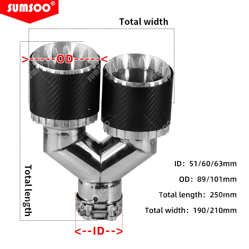 SUMSOO1PCS new Ytype modification suitable for Volkswagen Golf carbon fiber Car Exhaust Nozzle Modified Tail Mouth Bullet Silver