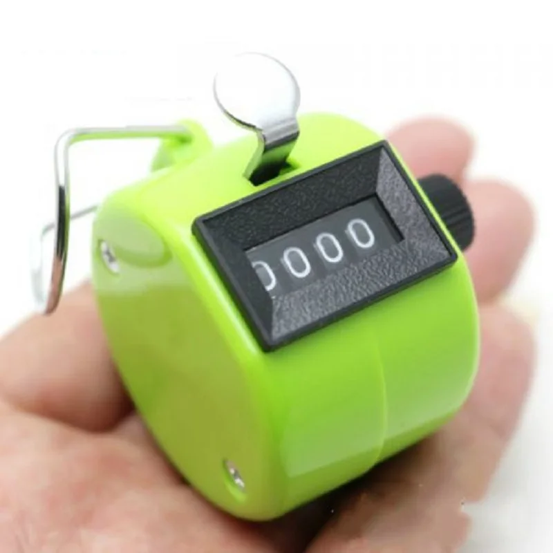 4 Digit Number Counters Metal Shell Hand Finger Display Manual Counting Tally Clicker Color Shell Timer Soccer Golf Counter