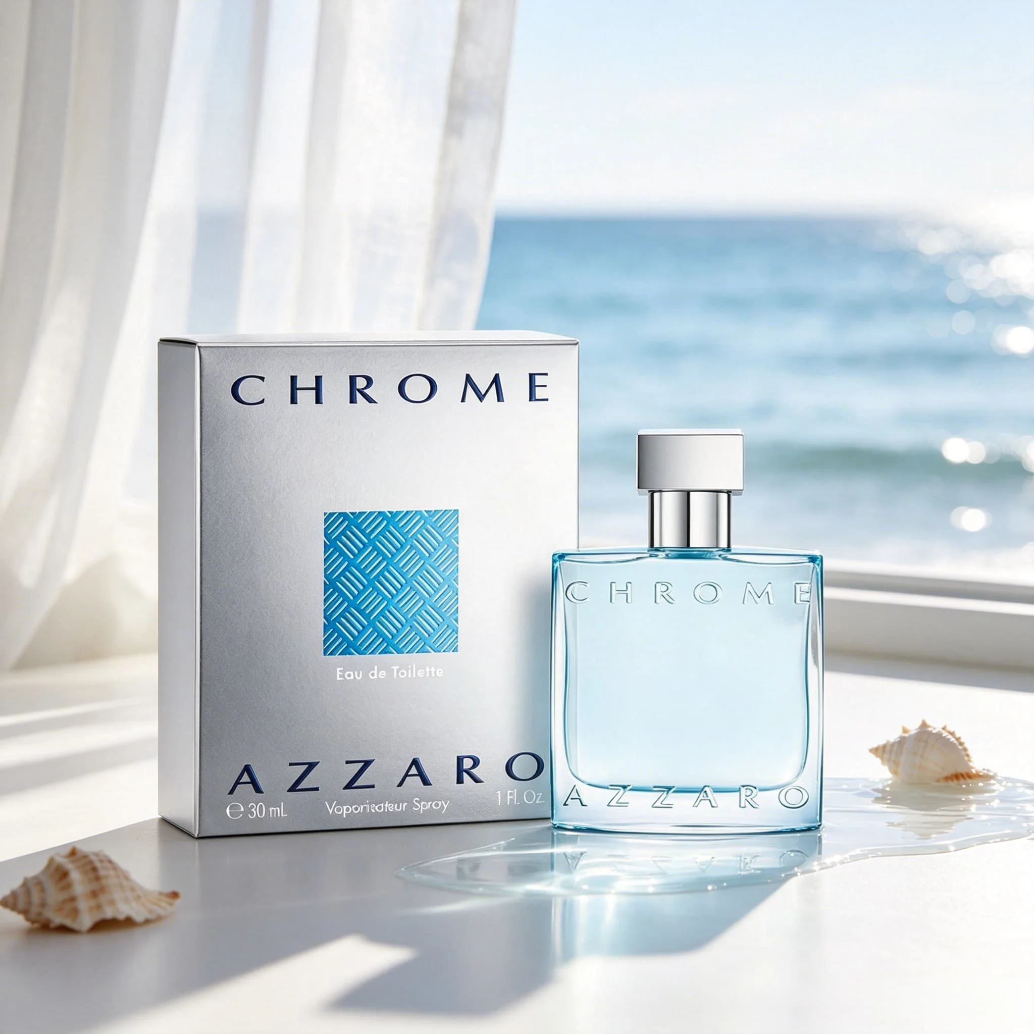 Azzaro Chrome Eau De Toilette for Men (3.4 oz / 100 ml) — a Fresh, Clean Fragrance Featuring Citrus, Woody, and Soapy Notes. Offers Long-Lasting Scent for up to 12 Hours; a Top Choice for Men Seeking a Refreshing Fragrance.