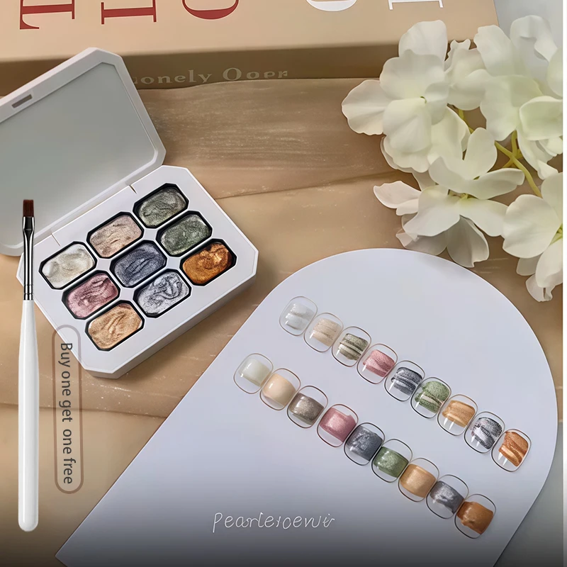 9-Color Pearlescent Satin Solid Gel Nail Polish – Charming DIY Nail Art; Suitable for Beginners and Professionals; Perfect Gift
