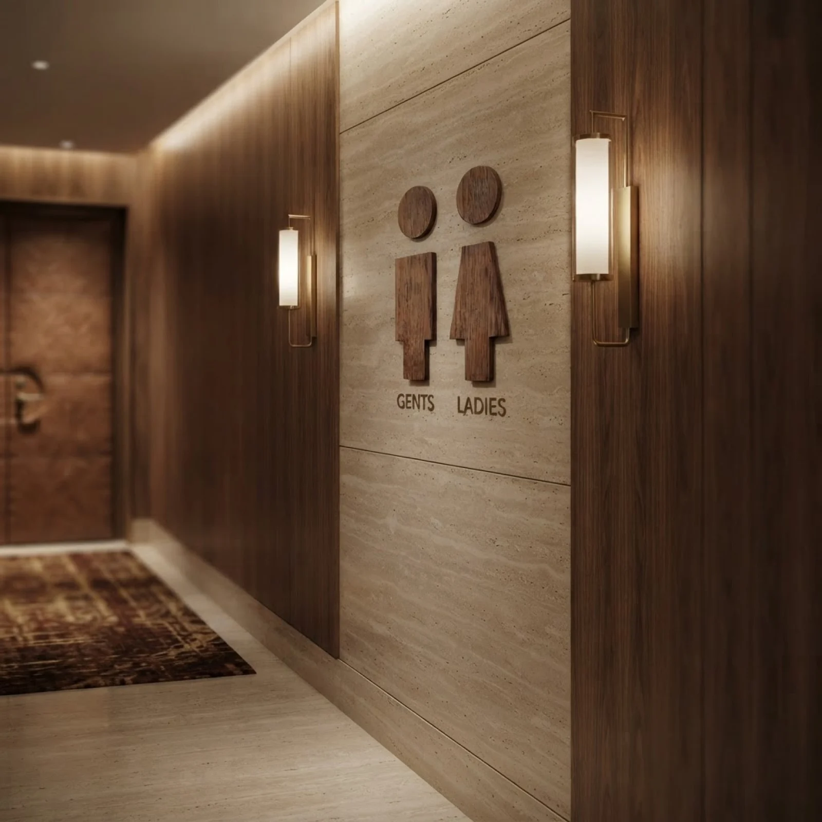 2 Pieces Wooden Toilet Sign Set Men Women Restroom Figures Easy to Install Male Female Restroom Figures for Restaurant, Hotel