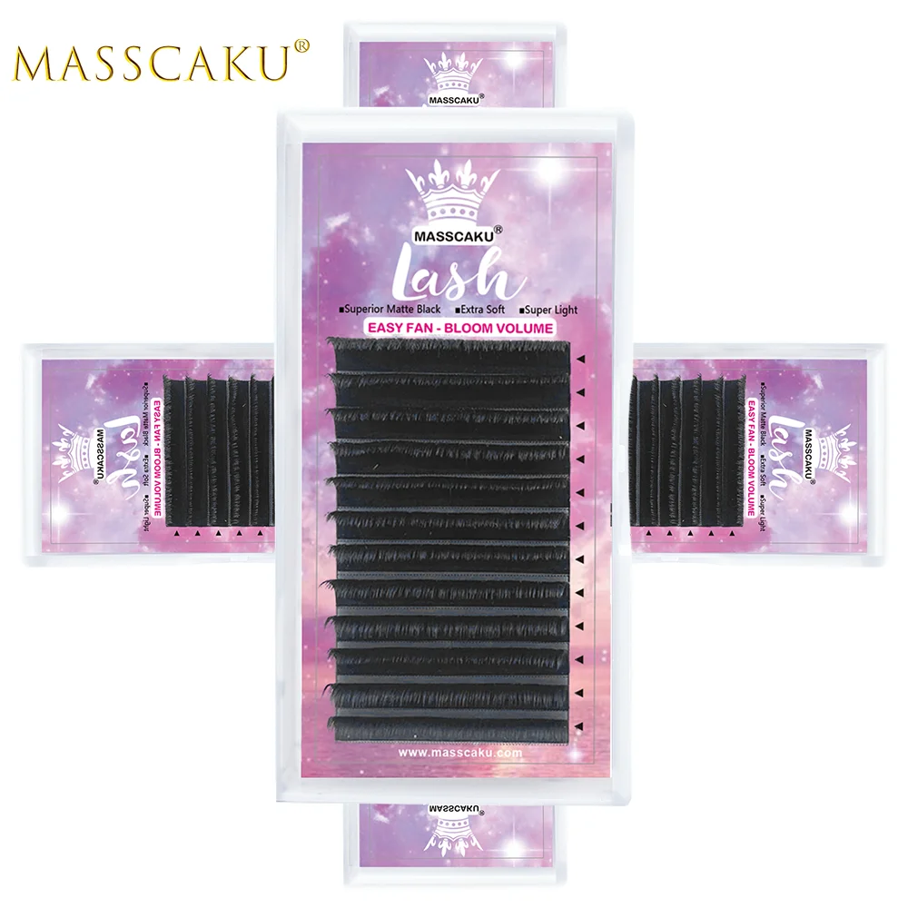 Masscaku individuelles Volumen Wimpern 0, 07 0,05mm 8-15mm Misch größe automatische blühende Zilien Seide Wimpern verlängerungen Großhandel Lieferungen – Detail 7