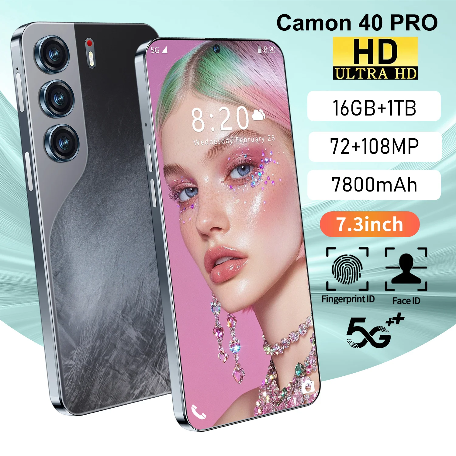 كمبيوتر لوحي Camon 40 Pro أصلي 22 جيجابايت + 2 تيرا بايت إصدار عالمي بطاقة ذكية 5G مزدوجة 7800 مللي أمبير في الساعة أندرويد 15 وظيفة التعرف على الوجه