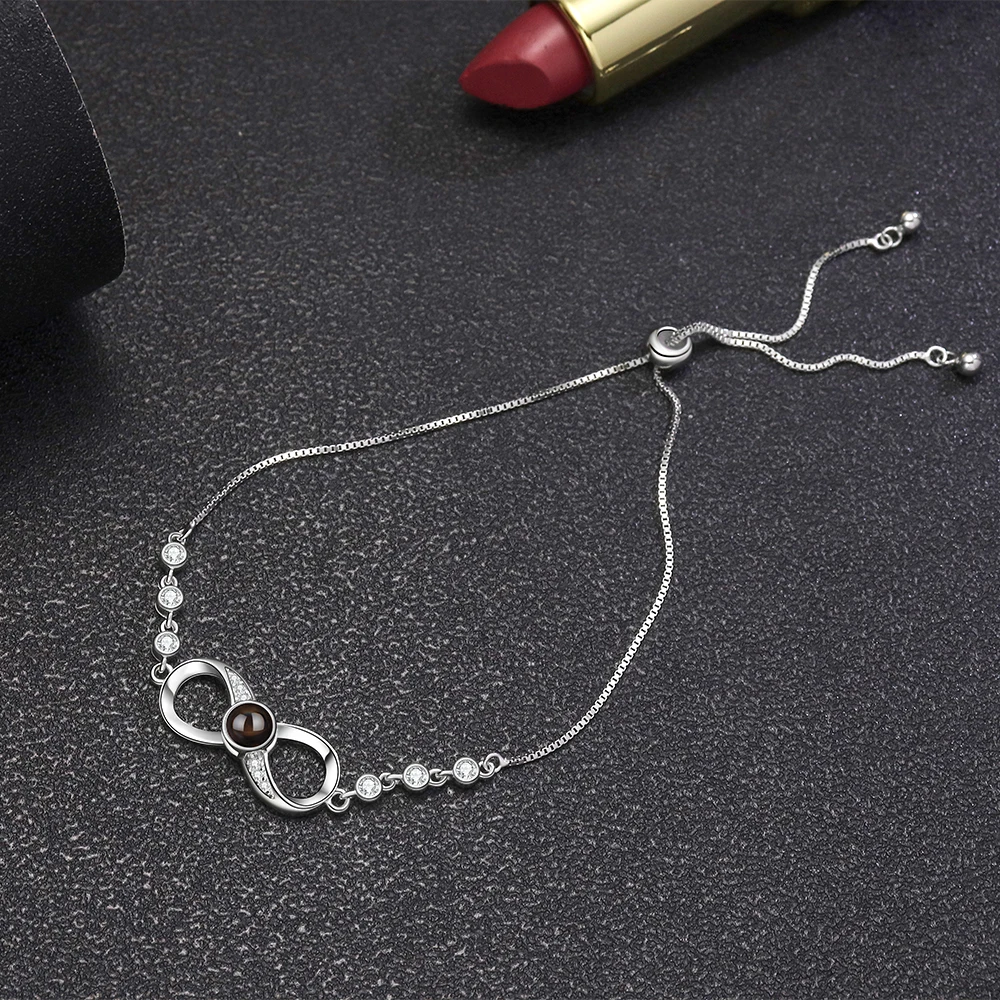 Custom Photo Bracelet with Photo Inside S925 Silver Personalized Photo Projection Memory Bracelet Photo Customized Bracelet