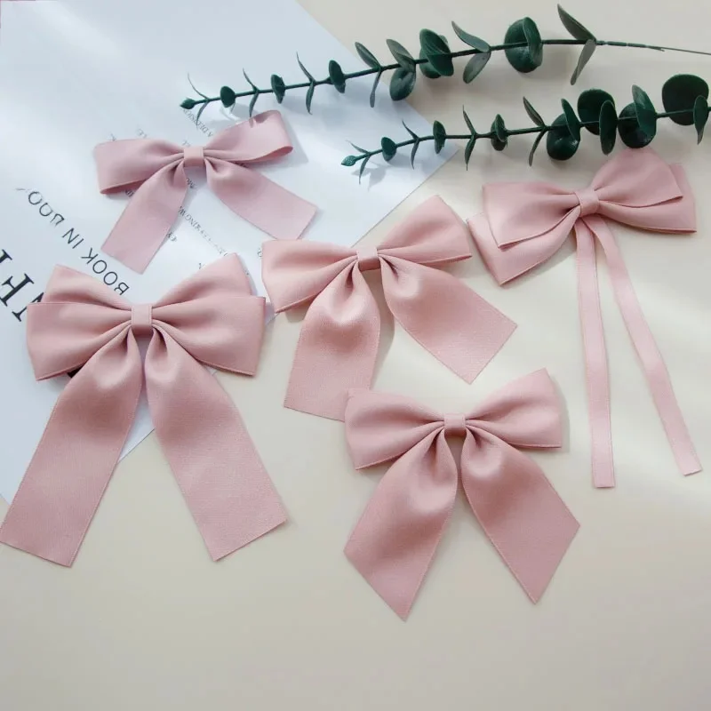 Pinces à cheveux coréennes avec ruban de couleur unie, Double nœud papillon, pour femmes et filles, tendance, grand nœud, Long pampille rose, Barrettes, accessoires
