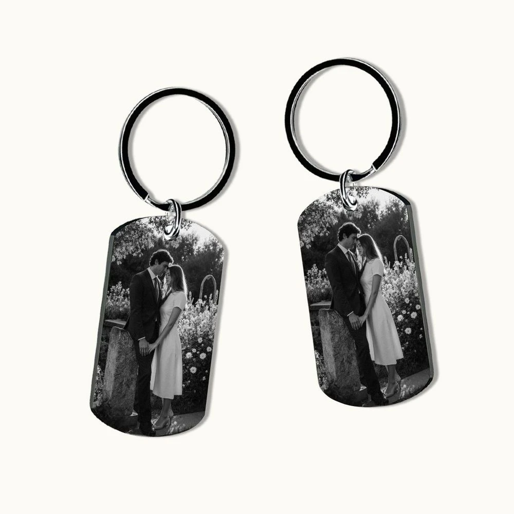 Personalized Double Sided Photo Love Story Keychain Sentimental Pendant Gift For Couples Keep Sweet Memories Near