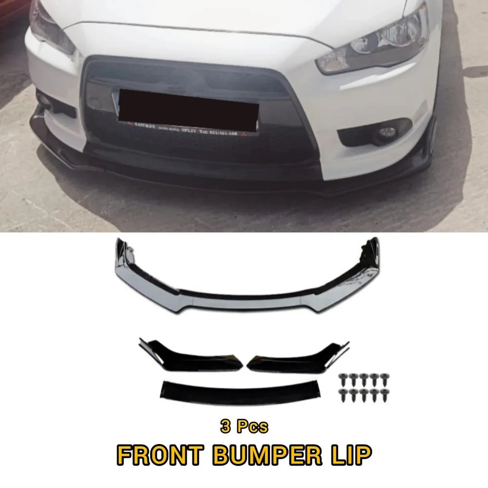 3 Pcs Front Bumper Lip For Mitsubishi Lancer Body Kit Car Accessories Spoiler Splitter Diffuser Flap Sport Bumper Exterior Parts