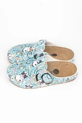 Blue Cat Pattern 5 Point comfortable nurse doctor slippers casual shoes summer winter women fashion sandals medical clogs