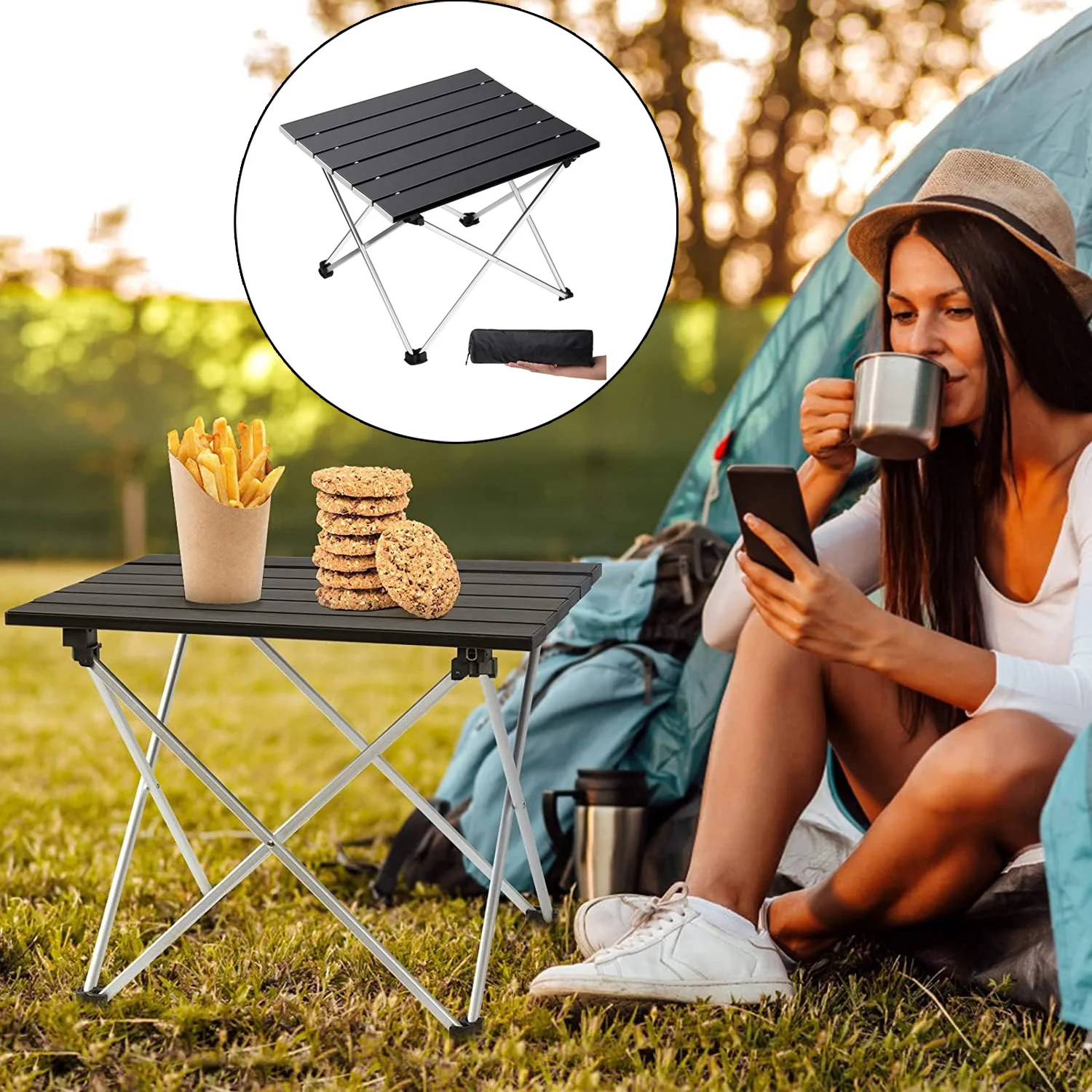 Outside Furniture Removable Small Mini Dining Tourist Portable Balcon Foldable Folding Picnic Grill Aluminum Tables Steel Desk