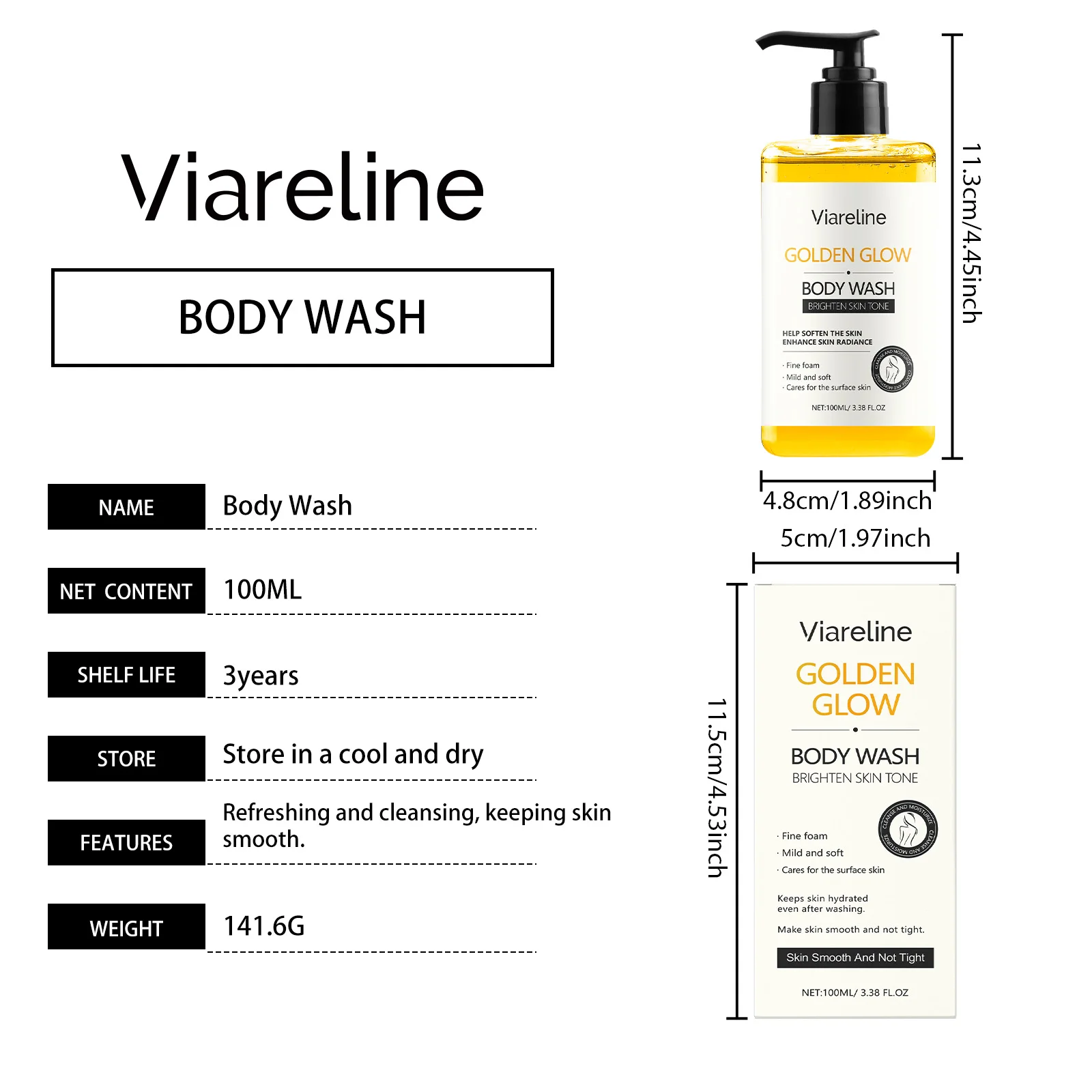 جل استحمام للجسم من Viareline، رغوة غنية، تنظيف عميق لأوساخ الجسم، يقلل من الخشونة ولا تنعيم ضيق، غسول الجسم المنعش