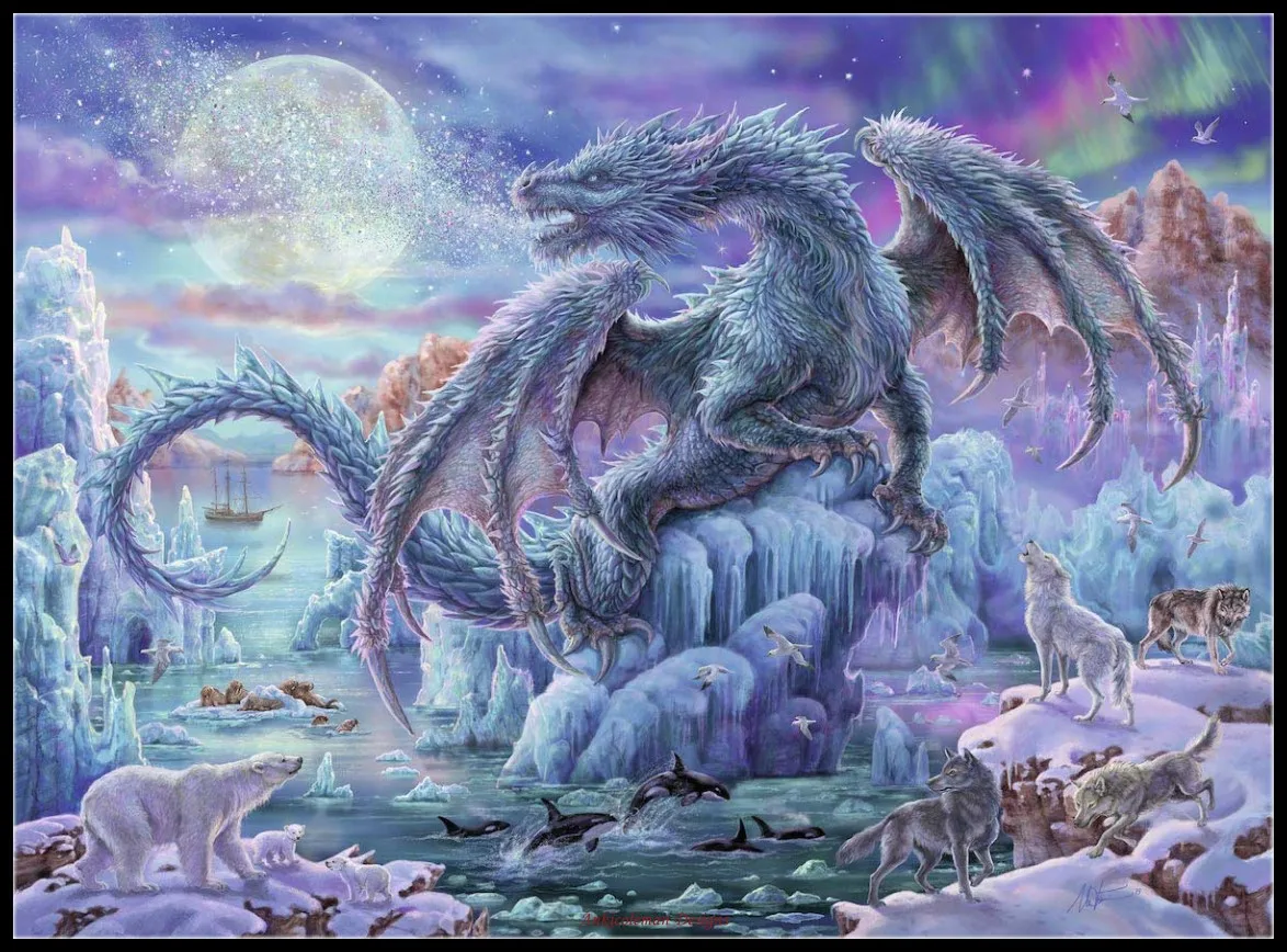 

Mystical Dragons - Counted Cross Stitch Kits - DIY Handmade Needlework Embroidery 14 CT Aida Sets DMC Color