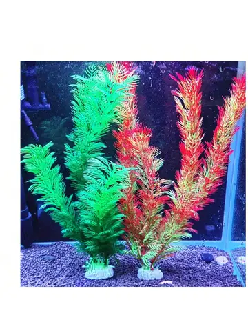 2 पीस 30 सेमी छोटे फजी घास लाल हरा कृत्रिम जलीय पौधे मछली टैंक सजावट प्लास्टिक एक्वेरियम भूनिर्माण 10 best sales मछली टैंक के पौधे - №5