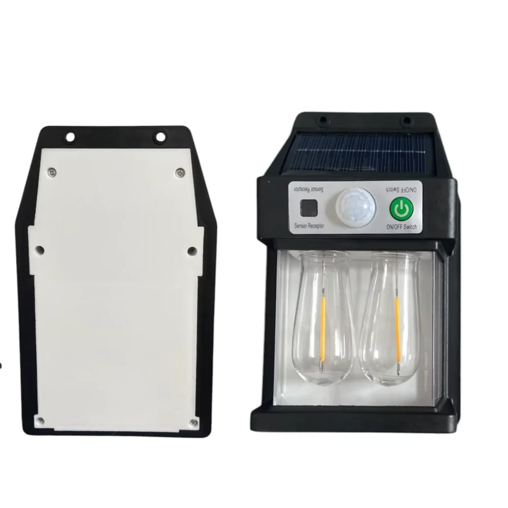 مصباح شمسي مزدوج LED ، فانتيرا مضيء ، مستشعر De Presque E Movimento
