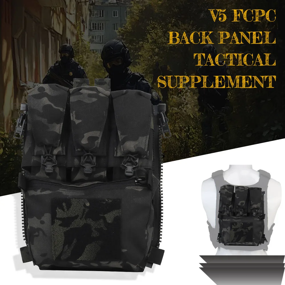 

V5 PC Back Panel Tactical Supplement Zip On Backplate Quick Access Bag Molle System Multitools Pocket Hunting Vest Accessories