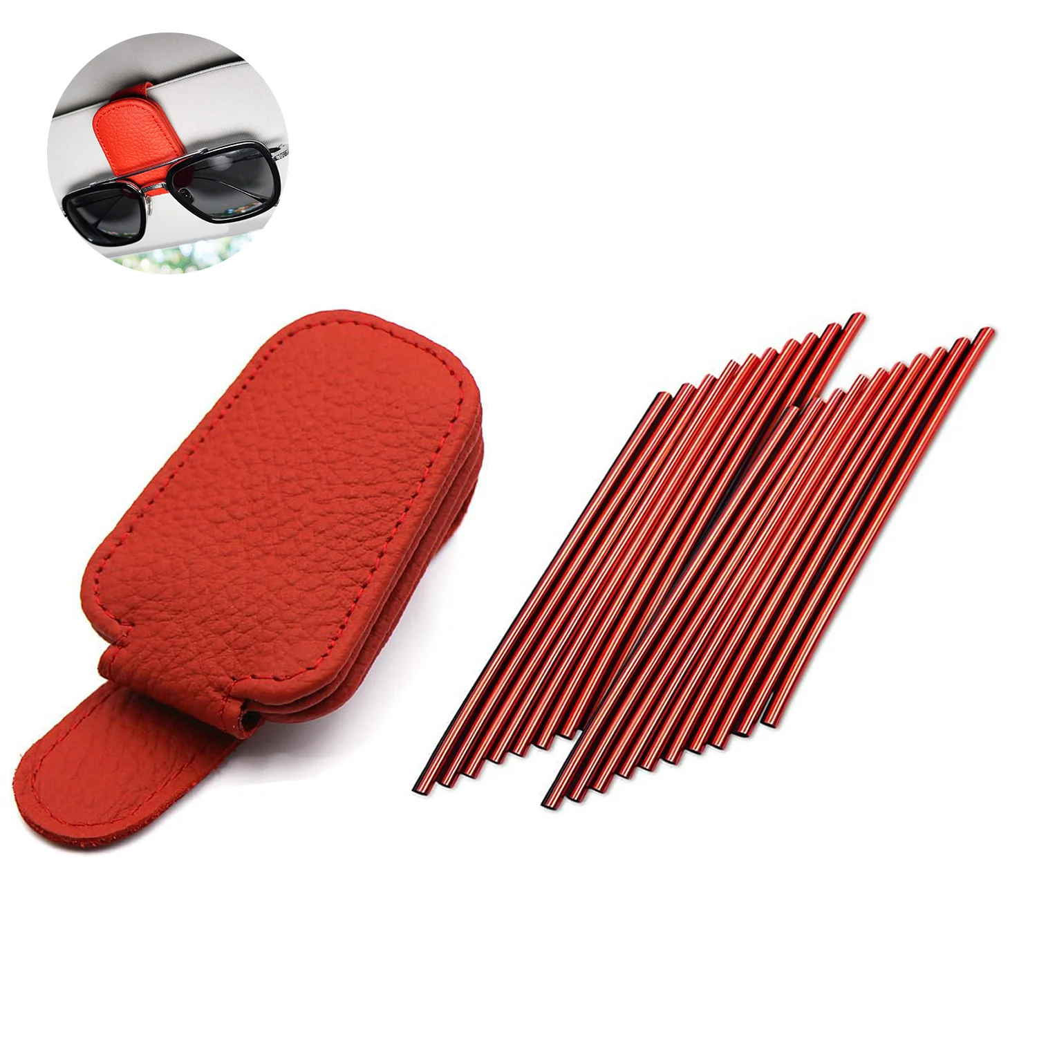 

Car Visor Sunglasses Holders & Eyeglass Hanger Clip For Car Sun Visor, Clip Magnetic Leather Glasses Eyeglass Holder Interior Ca