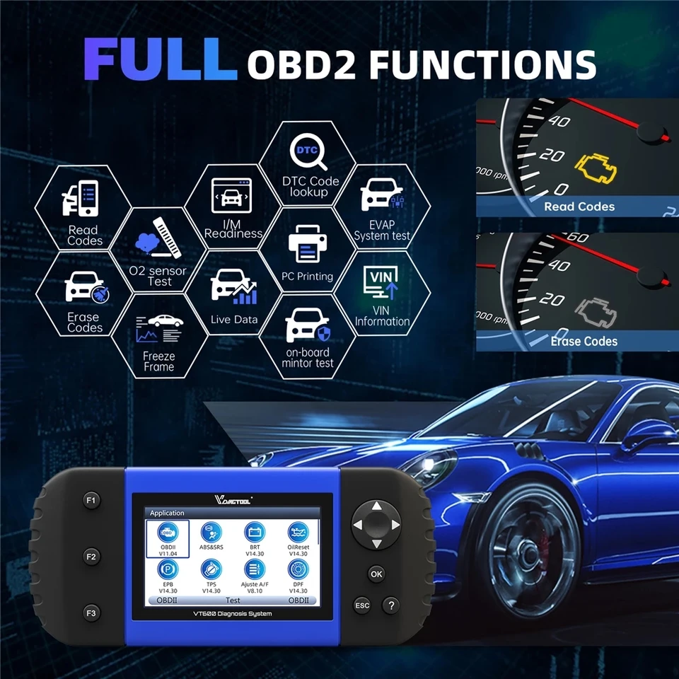 VDIAGTOOL VT600E Car Diagnostic Scanner with Lifetime Free Updates