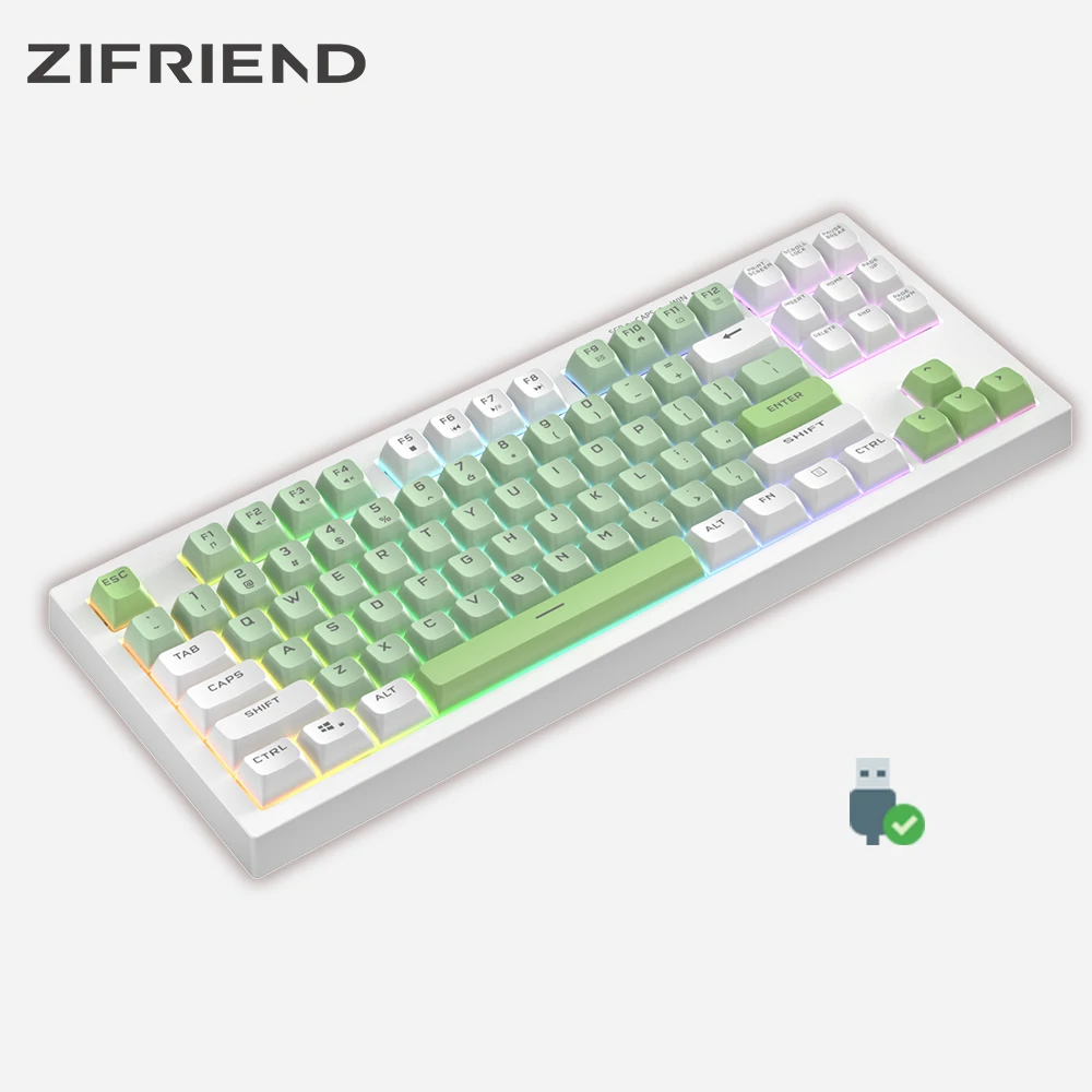 

ZIFRIEND 87/108 Keys Wired Membrane Keyboard Rainbow RGB Backlit For Notebook Computer Laptop Office Gaming Keyboards BM87 BM108