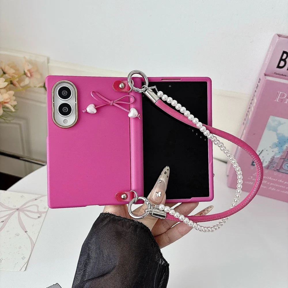 Cute 3D Bow Magnetic Phone Case for Samsung Galaxy Z Fold 8, Z Fold 8 Ultra, Z Fold 7 Women's Sweet Solid Color Shockproof Cover
