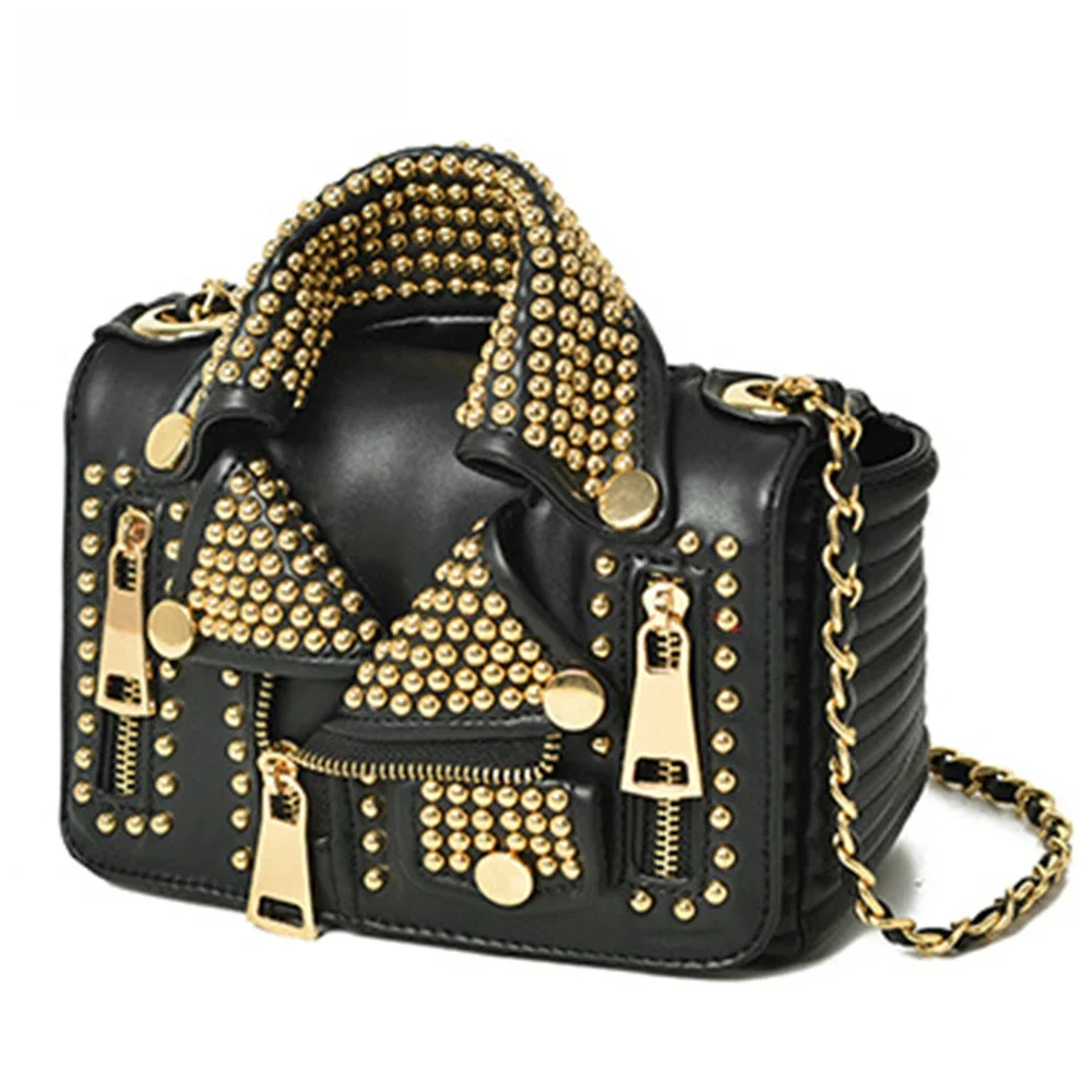 Designer Chain Bag Women Clothing Shoulder Rivet Jacket Messenger Bag Ladies Leather Luxury Handbags Bolsa Feminina Bolsos Mujer — zdjęcie 2