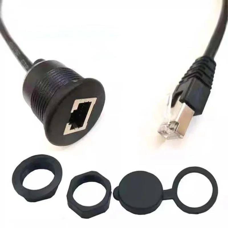 Wodoodporny kabel Ethernet CAT5E, rj45 IP67 męski na żeński przedłużacz do montażu panelowego wodoodporne złącze przedłużacz — zdjęcie produktu 6