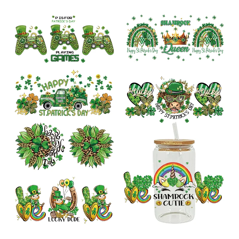 UV DTF Transfer Sticker St Patrick Lucky For The 16oz Libbey Glasses Wraps Bottles Cup Can DIY Waterproof Custom Decals D9600