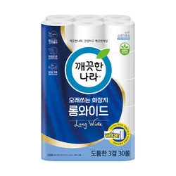 Clean Nara Long-Lasting Toilet Paper Long Wide 30m 30 Rolls 1 Pack