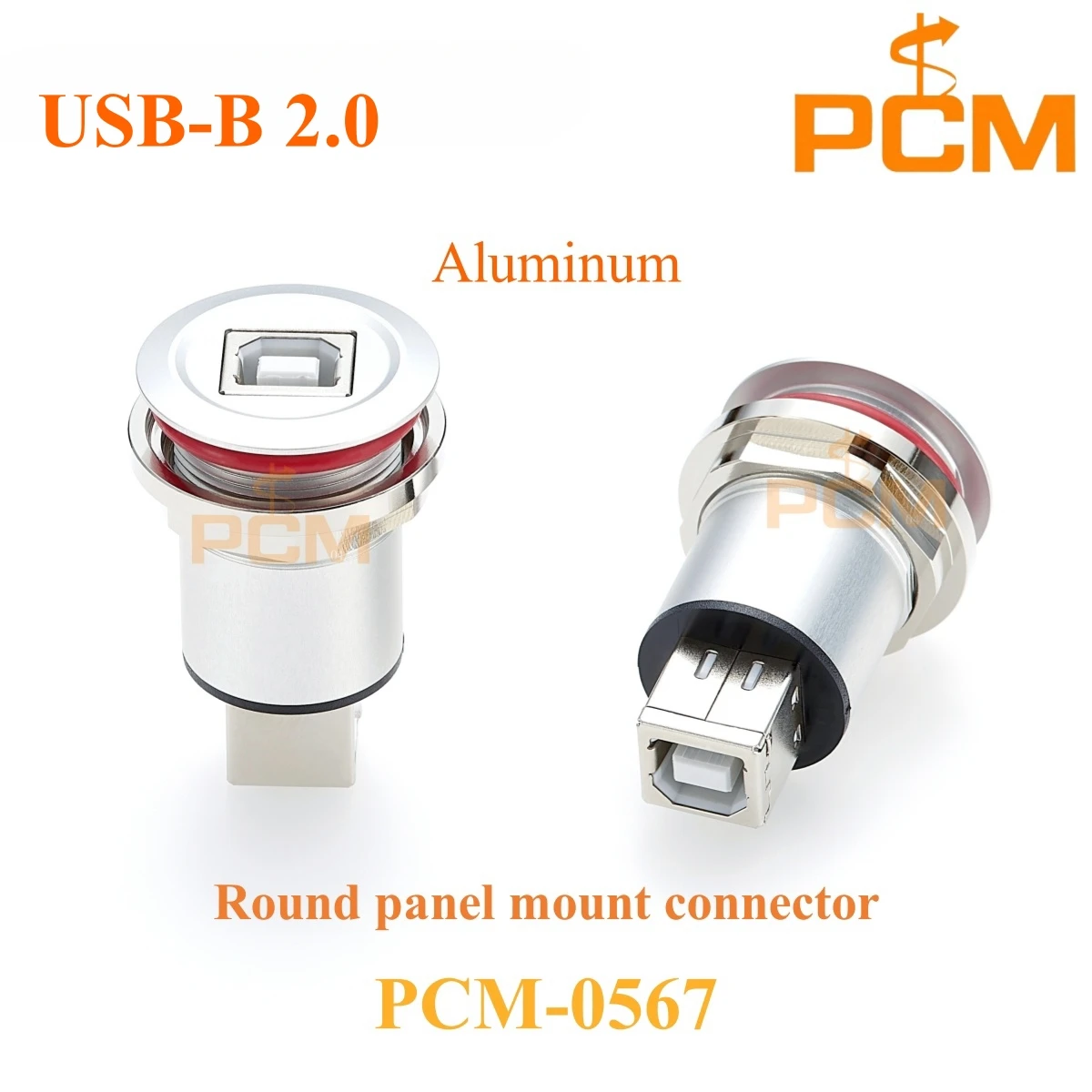 USB 2.0 USB-B female to female connector Aluminum round panel mount adapter rear locking for Printers and scanners