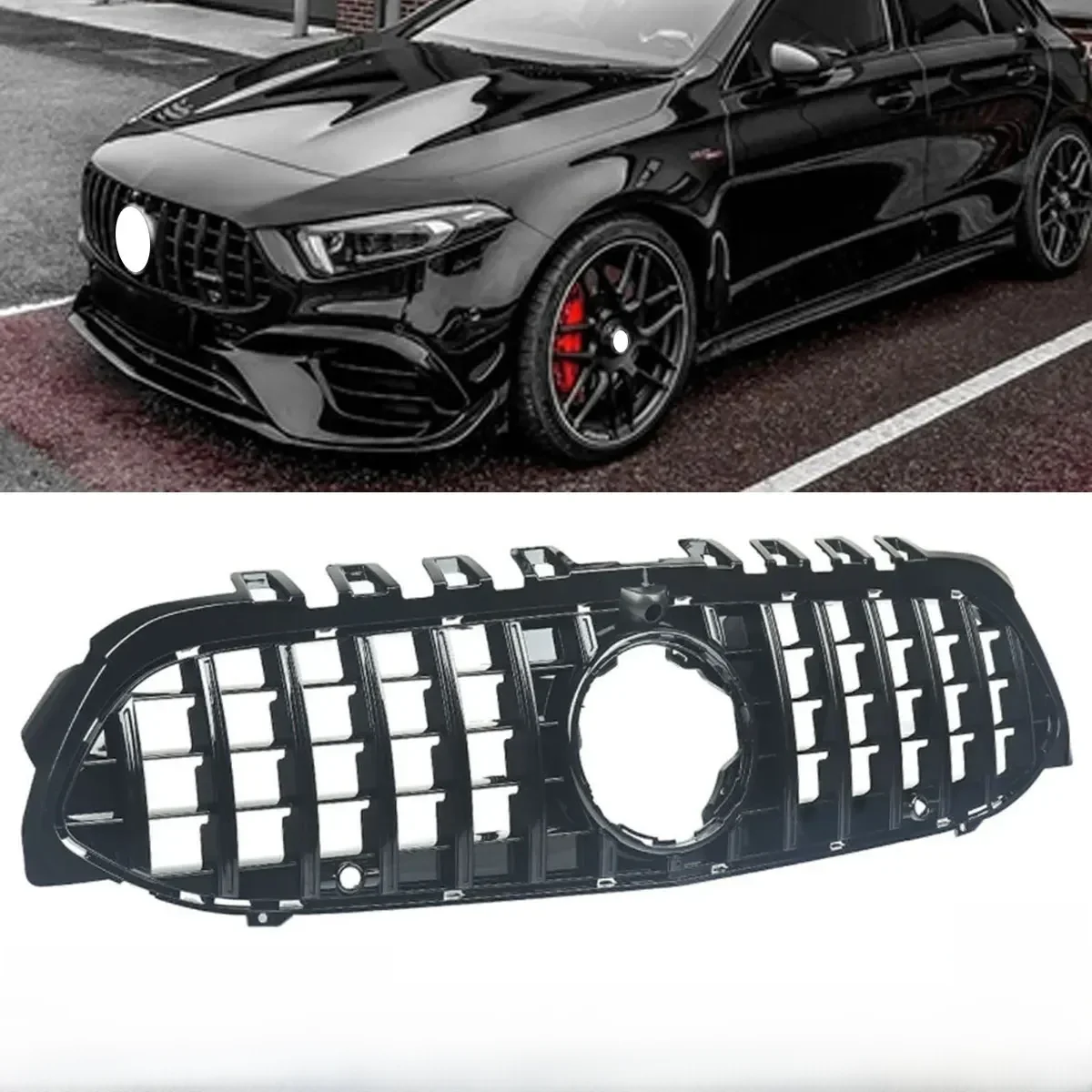 W177 A35 A45 Stijl Auto Voorbumper Panamericana Gtr Grille 2019 2020 2021 2022 Race Grille Voor Mercedez Amg Gt Grill Auto - afbeelding 2