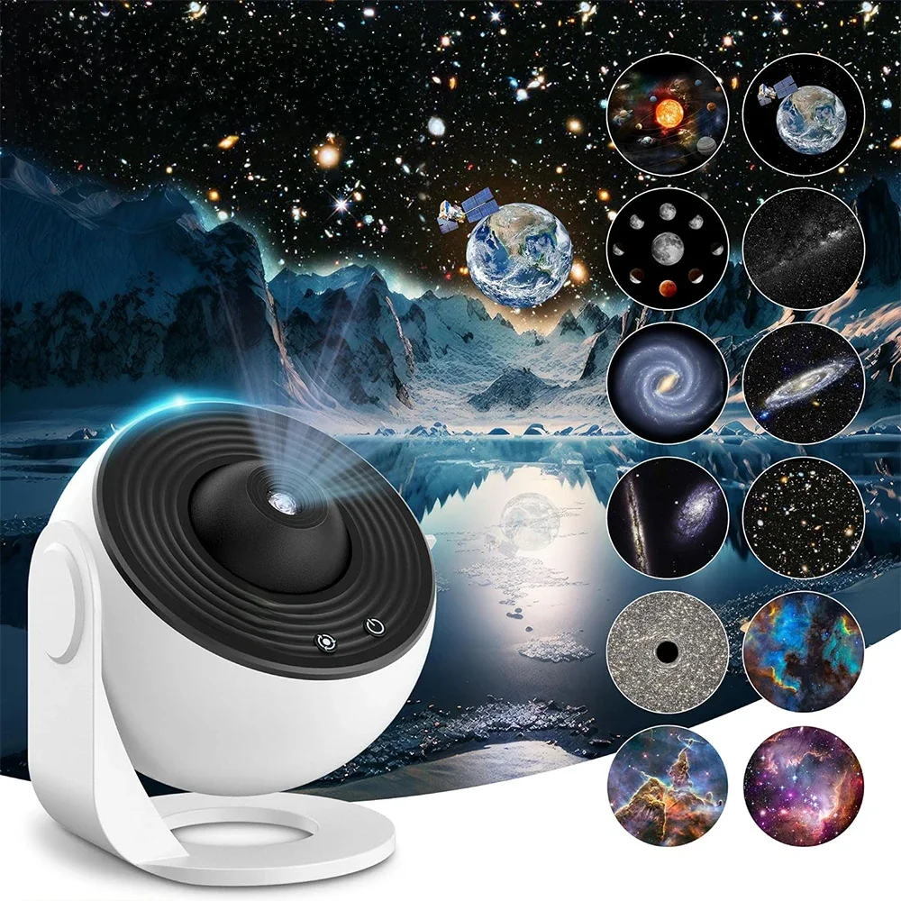 Mexllex HD Starry Sky Globe Galaxy projekcja lampka nocna, biała planetarium lampa LED do sypialni świąteczny prezent urodzinowy — zdjęcie 2