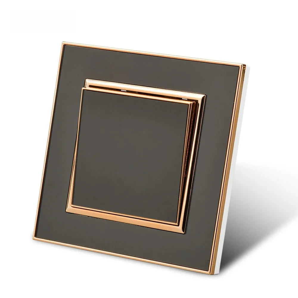 WESA noir miroir acrylique applique murale interrupteur Vintage ignifuge panneau bouton 1 Gang 1 voie interrupteur à bascule mural marche/arrêt AC 250 V