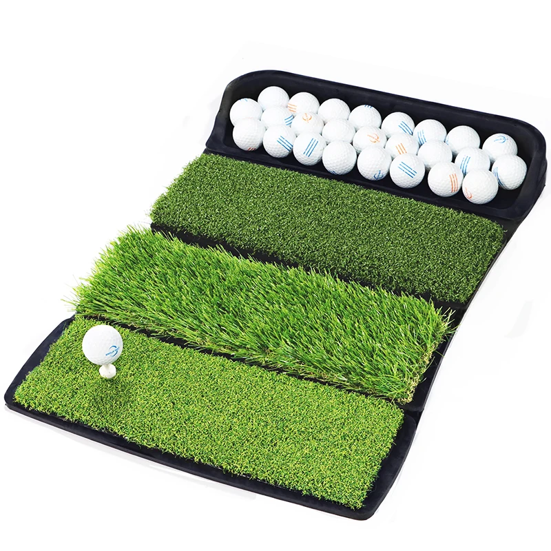 Golf Mat Hitting Mat with Ball Tray Design Collapsible 4-in-1 Hitting Mat Portable Golf Practice Hitting Mat