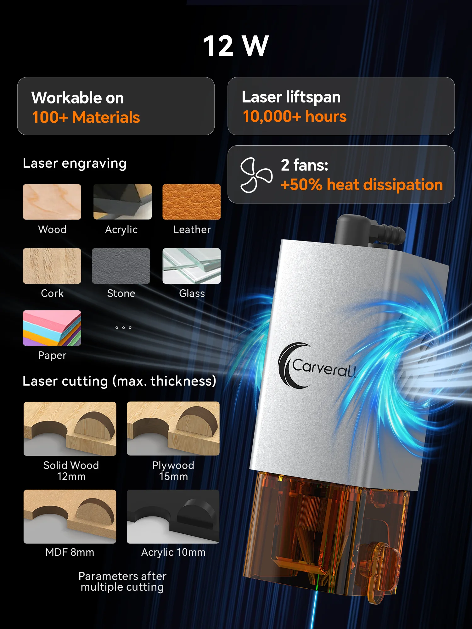 Carverall K15Pro Portable Laser Engraver 7W Diode Engraving Machine Beginner DIY Tool for Wood Leather Acrylic