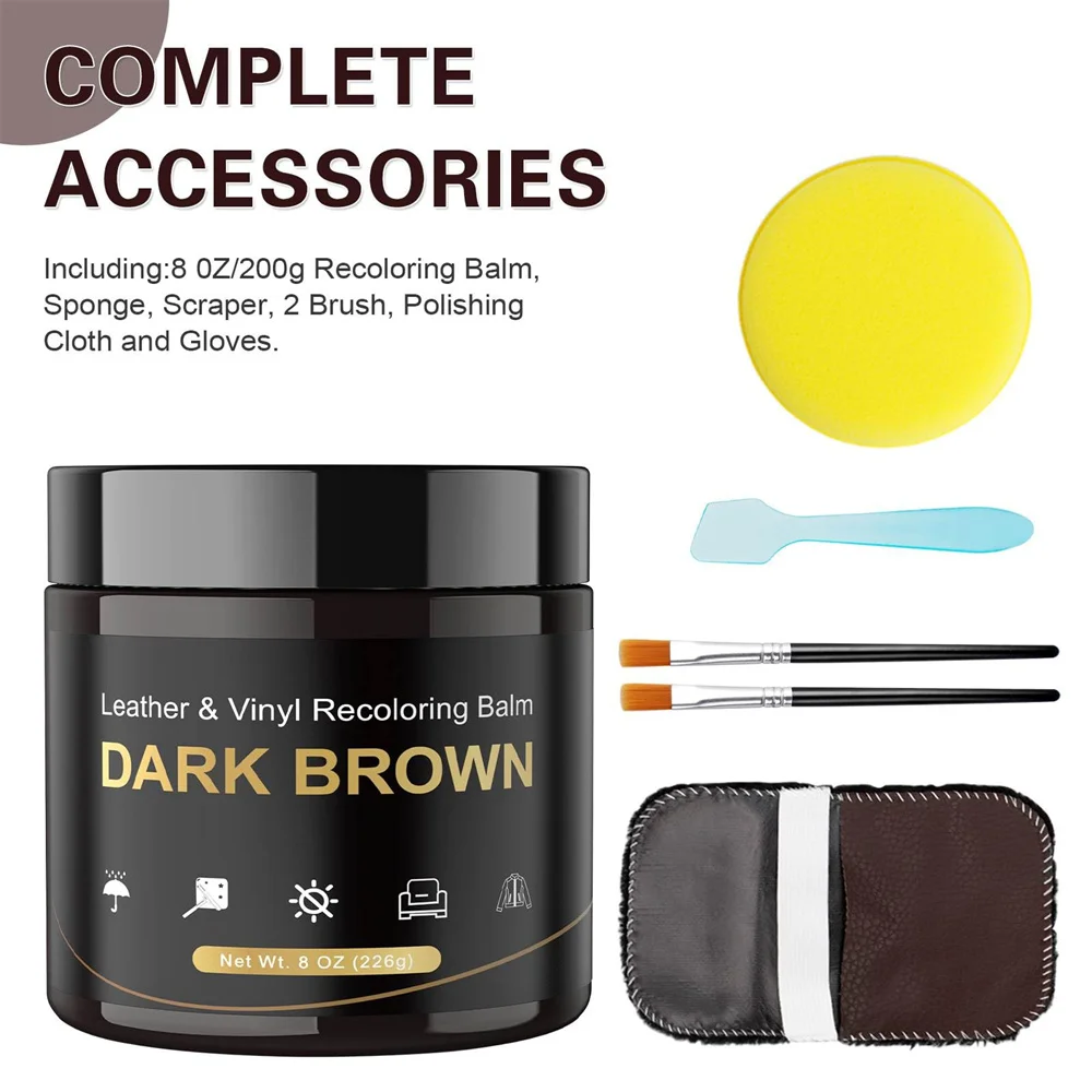 

SEISSO темно-коричневый кожаный крем для пятен, 200 г, набор для восстановления с кистью, ракель, губка, перчатки, ремонт цвета для мебельной обуви