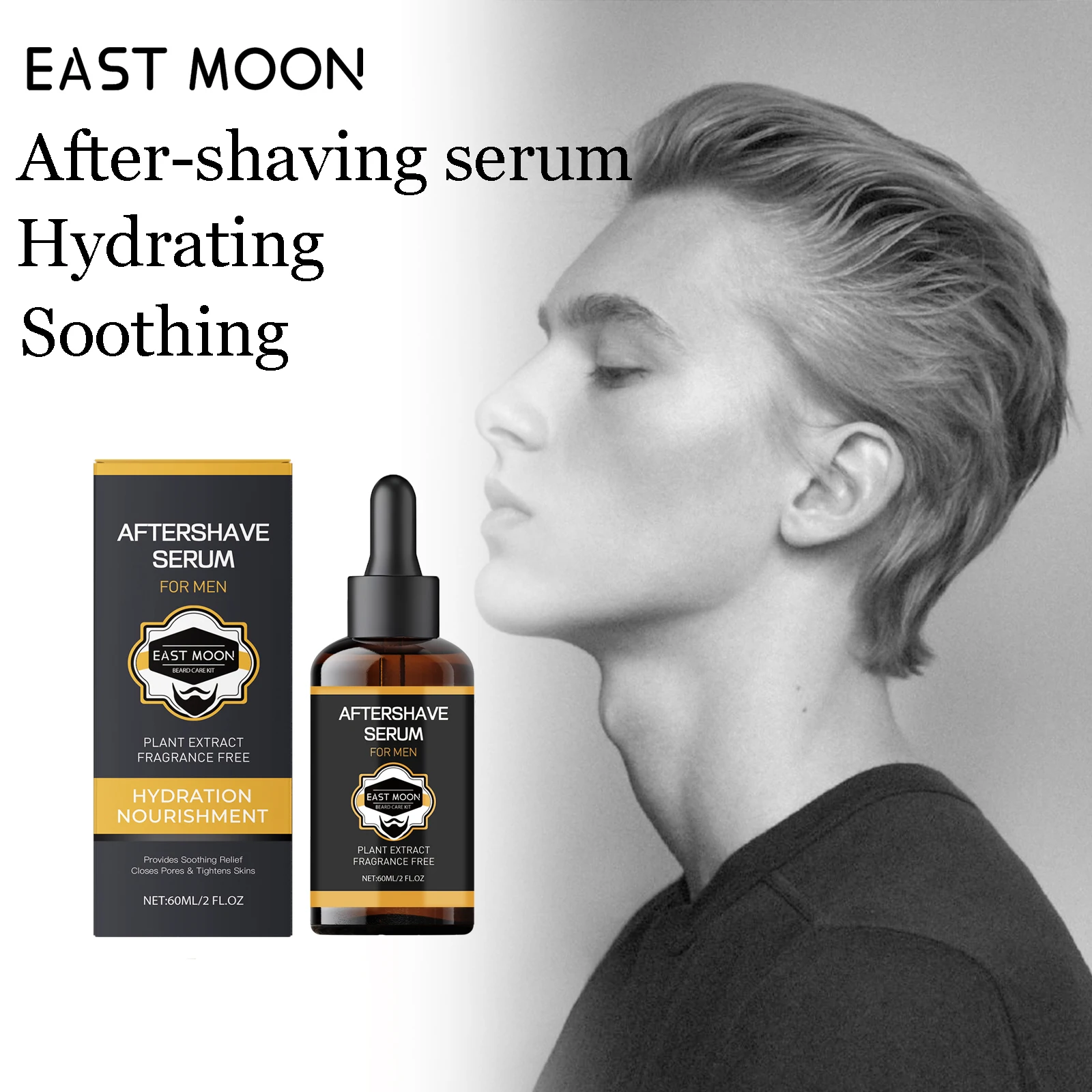 60ML Men's After Shaving Face Care Serum Gentle Moisturizing Soothing Discomfort Refreshing Enhance Skin Elasticity Face Serum