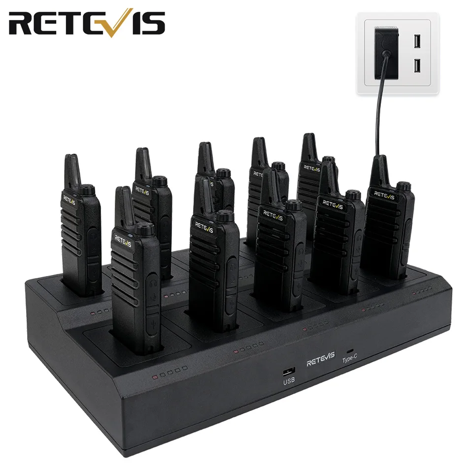 Retevis RT622 PMR446 충전식 미니 워키토키 – 양방향 라디오, 호텔 및 레스토랑용, 10개 세트