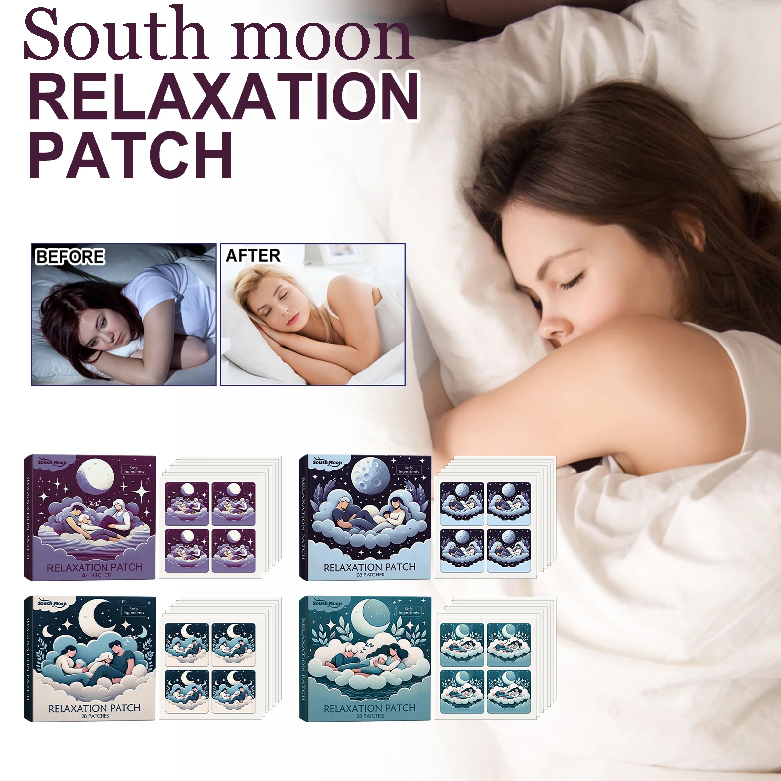 

South Moon Sleeping Care Carton Patch Relief Discomfort Improve Sleep Quality Quick Fall Asleep Relaxing Mood Sleeping Patch