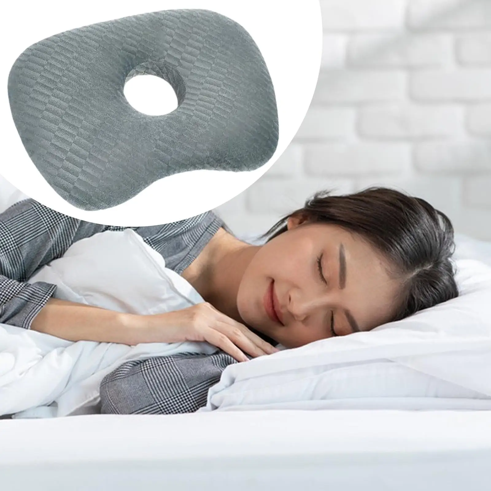 Ear Piercing Pillow Wearing Headphones Earrings PP Cotton Filling Soft Breathable with A Hole Washable Side Sleepers Pillow