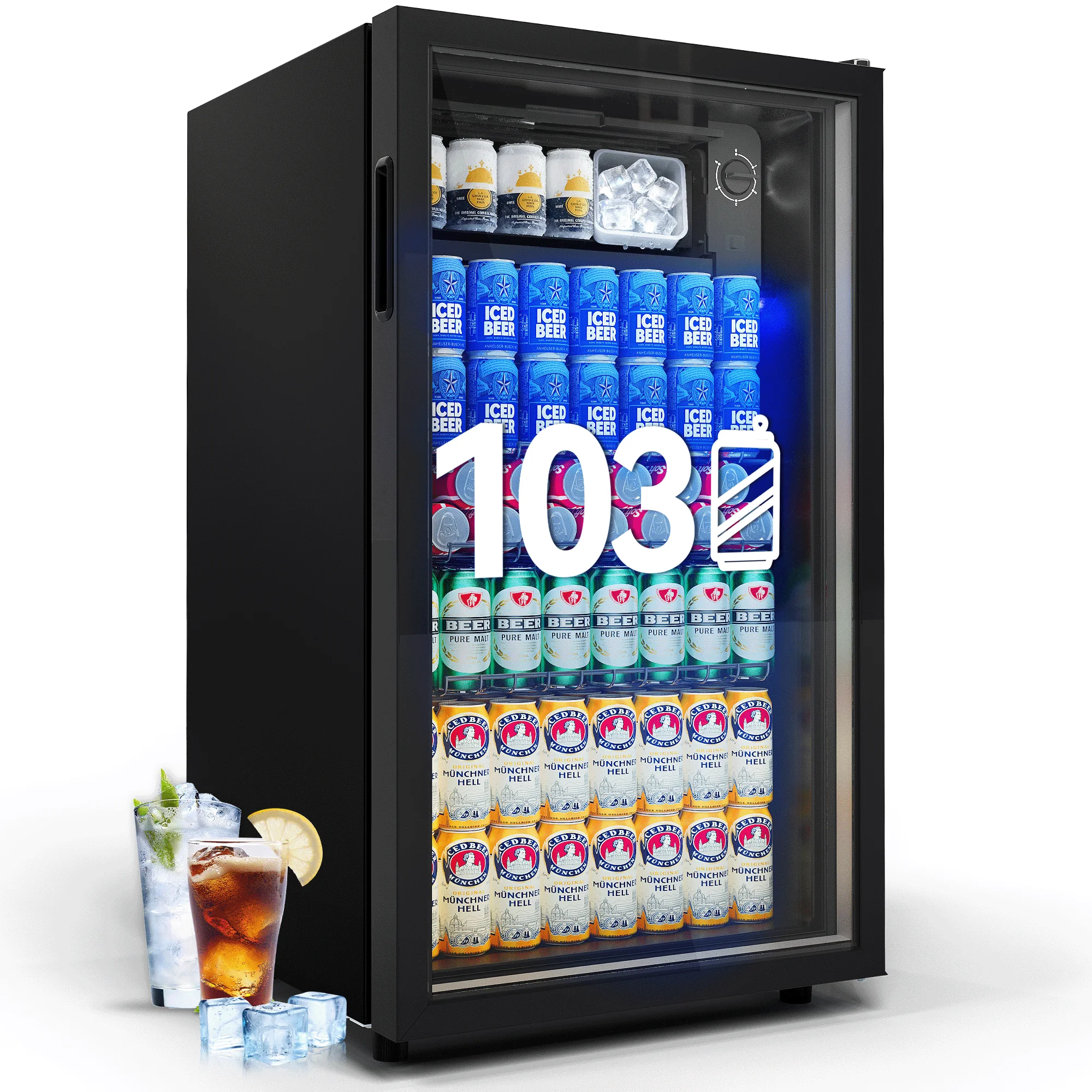 Frigorifero per bevande Devoko da 93 litri con porta trasparente Raffreddamento efficiente per bevande analcoliche di birra Ideale per feste di Natale, uffici e bar